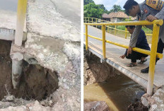 Jembatan Penghubung Lubuk Rukam-Muara Kumbang Longsor, Warga Diminta Waspada