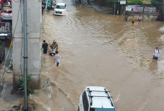 Diguyur Hujan Lebat, Sejumlah Titik di Jalan Kolonel H Burlian Tergenang Banjir